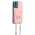 For Motorola Moto G Play 2024 4G R20 Crossbody Rope Ring Card Holder Phone Case(Pink) - 3