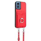 For Motorola Moto G Play 2024 4G R20 Crossbody Rope Ring Card Holder Phone Case(Red) - 3