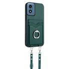 For Motorola Moto G Play 2024 4G R20 Crossbody Rope Ring Card Holder Phone Case(Green) - 3