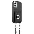 For Motorola Moto G Power 5G 2024 R20 Crossbody Rope Ring Card Holder Phone Case(Black) - 3