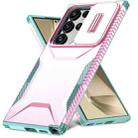 For Samsung Galaxy S24 Ultra 5G Sliding Camshield Phone Case(Pink + Grey Green) - 2