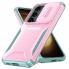 For Samsung Galaxy S23+ 5G Sliding Camshield Phone Case(Pink + Grey Green) - 2