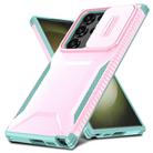 For Samsung Galaxy S23 Ultra 5G Sliding Camshield Phone Case(Pink + Grey Green) - 2