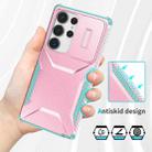For Samsung Galaxy S25 Ultra 5G Sliding Camshield Phone Case(Pink + Grey Green) - 3