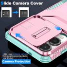 For Samsung Galaxy S25 Edge 5G Sliding Camshield Phone Case(Grey Green + Pink) - 3