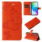 For vivo Y03 3D Butterfly Embossed Pattern Flip Leather Phone Case(Orange) - 1