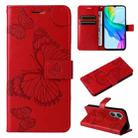 For vivo Y03 3D Butterfly Embossed Pattern Flip Leather Phone Case(Red) - 1