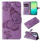 For vivo Y38 / Y200i / T3x Global 3D Butterfly Embossed Pattern Flip Leather Phone Case(Purple) - 1