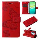 For vivo Y38 / Y200i / T3x Global 3D Butterfly Embossed Pattern Flip Leather Phone Case(Red) - 1