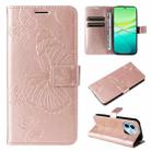 For vivo Y38 / Y200i / T3x Global 3D Butterfly Embossed Pattern Flip Leather Phone Case(Rose Gold) - 1