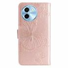 For vivo Y38 / Y200i / T3x Global 3D Butterfly Embossed Pattern Flip Leather Phone Case(Rose Gold) - 3