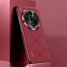 For OPPO Find X7 Plain Leather PC Phone Case(Wine Red) - 1