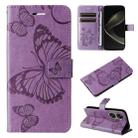 For Huawei nova 12 SE / nova 11 SE 3D Butterfly Embossed Pattern Flip Leather Phone Case(Purple) - 1