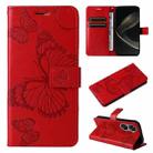 For Huawei nova 12 SE / nova 11 SE 3D Butterfly Embossed Pattern Flip Leather Phone Case(Red) - 1