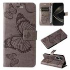 For Huawei nova 12 SE / nova 11 SE 3D Butterfly Embossed Pattern Flip Leather Phone Case(Grey) - 1