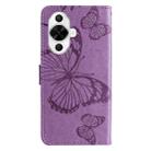 For Huawei nova 12s 3D Butterfly Embossed Pattern Flip Leather Phone Case(Purple) - 3