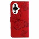 For Huawei nova 12s 3D Butterfly Embossed Pattern Flip Leather Phone Case(Red) - 3