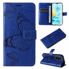 For Honor 200 Lite Global 3D Butterfly Embossed Pattern Flip Leather Phone Case(Blue) - 1