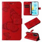 For Honor 200 Lite Global 3D Butterfly Embossed Pattern Flip Leather Phone Case(Red) - 1