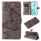 For Honor 200 Lite Global 3D Butterfly Embossed Pattern Flip Leather Phone Case(Grey) - 1