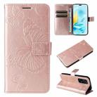 For Honor 200 Lite Global 3D Butterfly Embossed Pattern Flip Leather Phone Case(Rose Gold) - 1