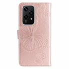 For Honor 200 Lite Global 3D Butterfly Embossed Pattern Flip Leather Phone Case(Rose Gold) - 3