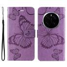 For Honor Magic7 Pro 3D Butterfly Embossed Pattern Flip Leather Phone Case(Purple) - 2