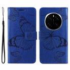 For Honor Magic7 Pro 3D Butterfly Embossed Pattern Flip Leather Phone Case(Blue) - 2