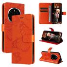 For Honor Magic7 Pro 3D Butterfly Embossed Pattern Flip Leather Phone Case(Orange) - 1