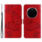 For Honor Magic7 Pro 3D Butterfly Embossed Pattern Flip Leather Phone Case(Red) - 2
