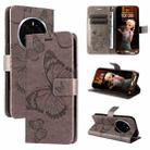 For Honor Magic7 Pro 3D Butterfly Embossed Pattern Flip Leather Phone Case(Grey) - 1