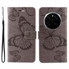 For Honor Magic7 Pro 3D Butterfly Embossed Pattern Flip Leather Phone Case(Grey) - 2