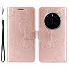 For Honor Magic7 Pro 3D Butterfly Embossed Pattern Flip Leather Phone Case(Rose Gold) - 2