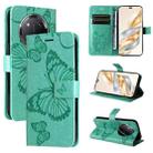 For Honor X9C 5G Global 3D Butterfly Embossed Pattern Flip Leather Phone Case(Green) - 1