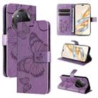 For Honor X9C 5G Global 3D Butterfly Embossed Pattern Flip Leather Phone Case(Purple) - 1