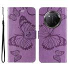 For Honor X9C 5G Global 3D Butterfly Embossed Pattern Flip Leather Phone Case(Purple) - 2