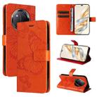 For Honor X9C 5G Global 3D Butterfly Embossed Pattern Flip Leather Phone Case(Orange) - 1