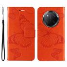 For Honor X9C 5G Global 3D Butterfly Embossed Pattern Flip Leather Phone Case(Orange) - 2