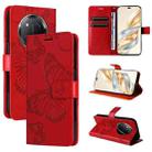 For Honor X9C 5G Global 3D Butterfly Embossed Pattern Flip Leather Phone Case(Red) - 1