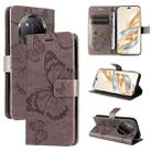 For Honor X9C 5G Global 3D Butterfly Embossed Pattern Flip Leather Phone Case(Grey) - 1