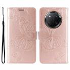 For Honor X9C 5G Global 3D Butterfly Embossed Pattern Flip Leather Phone Case(Rose Gold) - 2