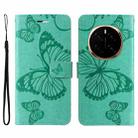 For Honor Magic7 5G 3D Butterfly Embossed Pattern Flip Leather Phone Case(Green) - 2