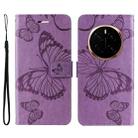 For Honor Magic7 5G 3D Butterfly Embossed Pattern Flip Leather Phone Case(Purple) - 2