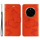 For Honor Magic7 5G 3D Butterfly Embossed Pattern Flip Leather Phone Case(Orange) - 2