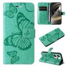For Xiaomi Poco F6 3D Butterfly Embossed Pattern Flip Leather Phone Case(Green) - 1