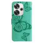 For Xiaomi Poco F6 3D Butterfly Embossed Pattern Flip Leather Phone Case(Green) - 3