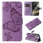 For Xiaomi Poco F6 3D Butterfly Embossed Pattern Flip Leather Phone Case(Purple) - 1