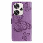 For Xiaomi Poco F6 3D Butterfly Embossed Pattern Flip Leather Phone Case(Purple) - 3