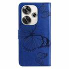 For Xiaomi Poco F6 3D Butterfly Embossed Pattern Flip Leather Phone Case(Blue) - 3