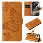 For Xiaomi Poco F6 3D Butterfly Embossed Pattern Flip Leather Phone Case(Yellow) - 1